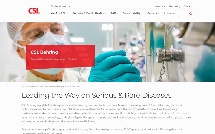 Screenshot of cslbehring.com
