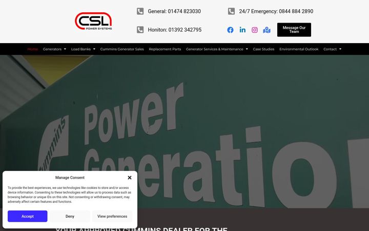 Skærmbillede af cslpower.co.uk