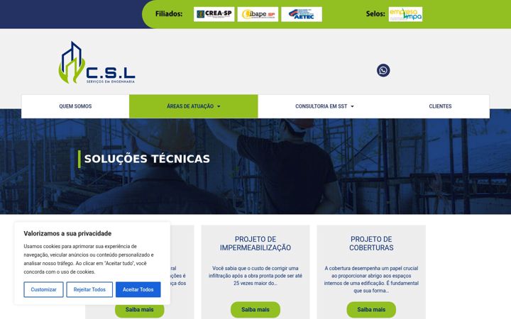 Screenshot of cslservicosengenharia.com.br