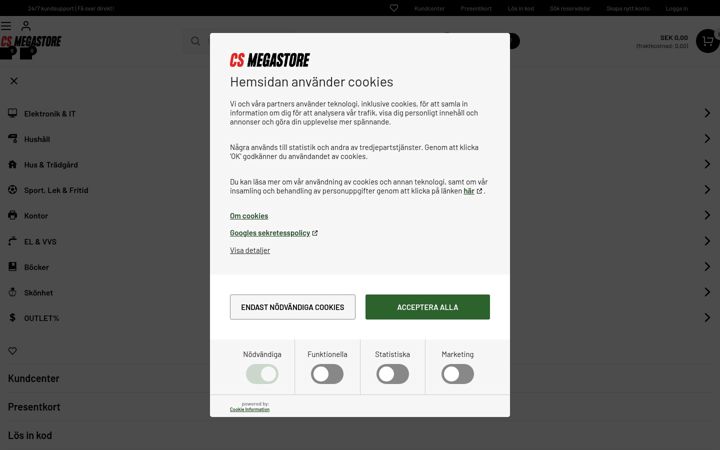 Screenshot of csmegastore.se