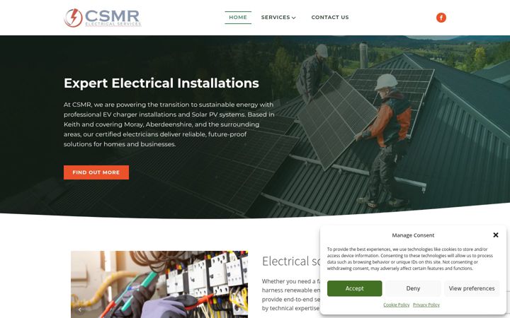 Screenshot of csmrelectrical.com