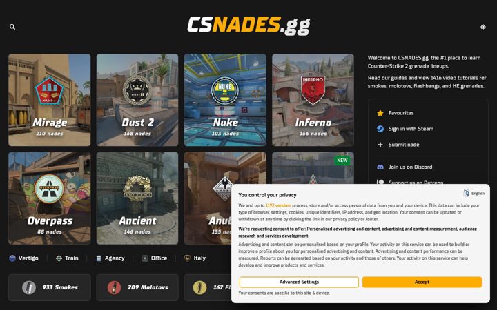 Screenshot of csnades.gg