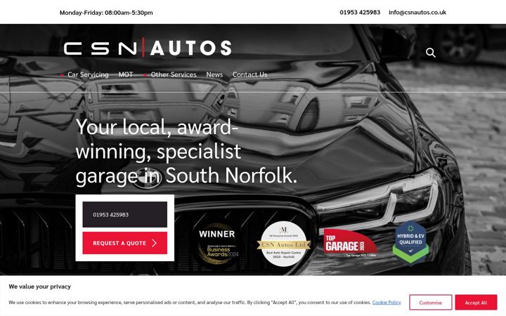 Skærmbillede af csnautos.co.uk