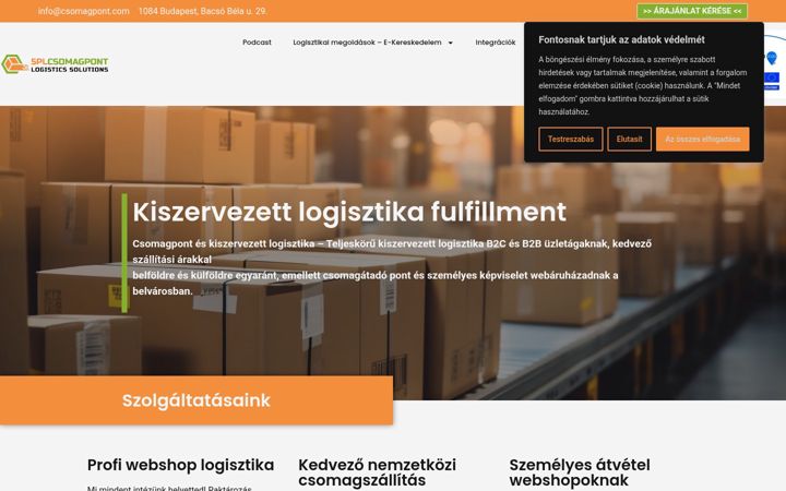 Screenshot of csomagpont.com