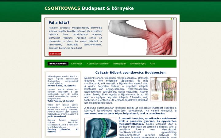 Screenshot von csontkovacsbudapest.hu
