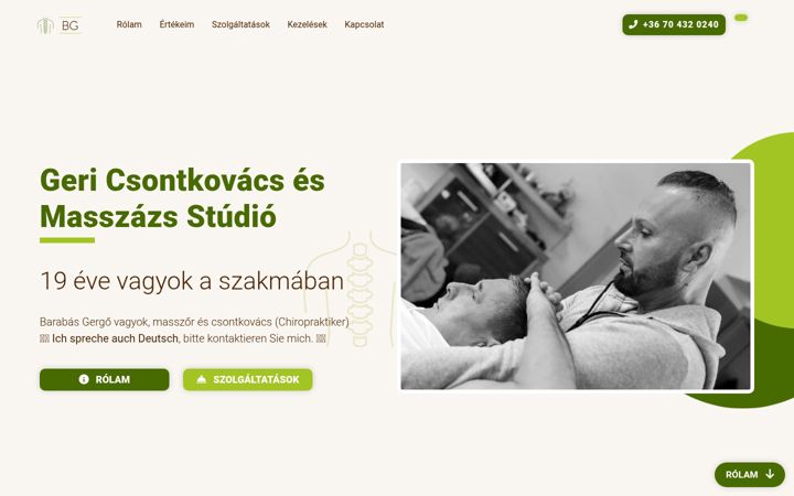 Screenshot ta' csontkovacsmasszorchiropraktiksopron.hu