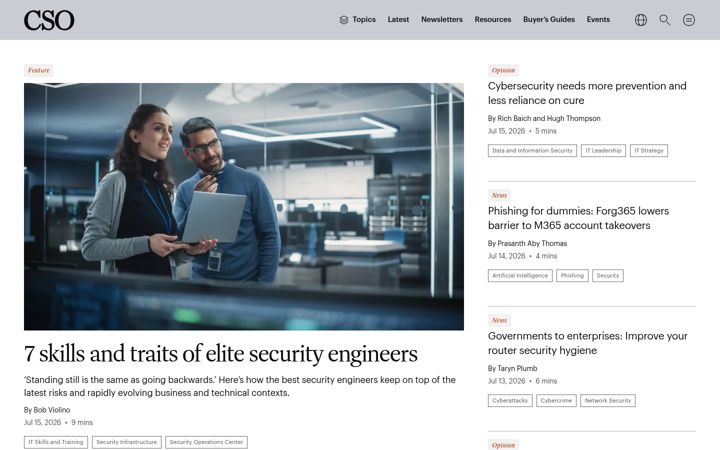 Screenshot stránky csoonline.com
