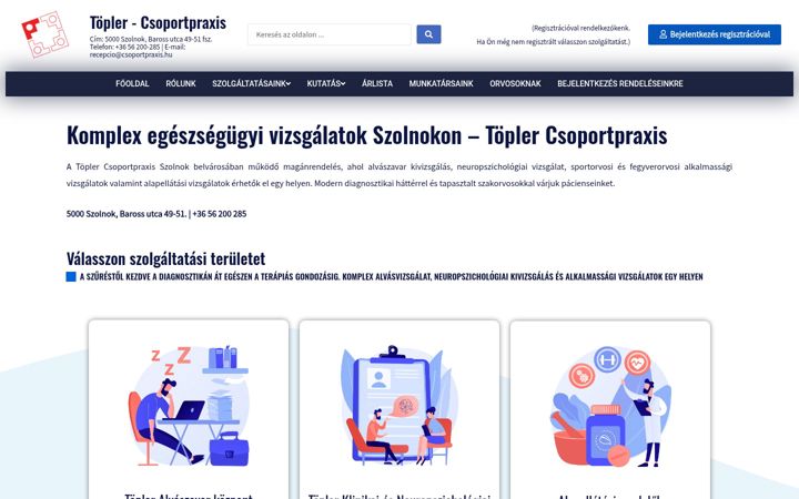 Screenshot ta' csoportpraxis.hu
