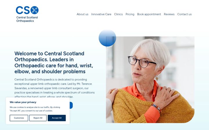 Screenshot of csorthopaedics.co.uk