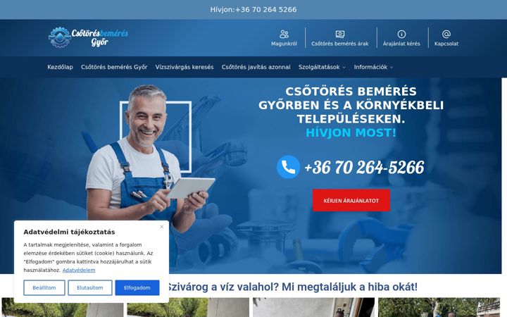 Screenshot ta' csotoresbemeres-gyor.hu