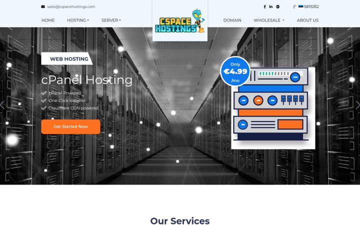 Screenshot of cspacehostings.com