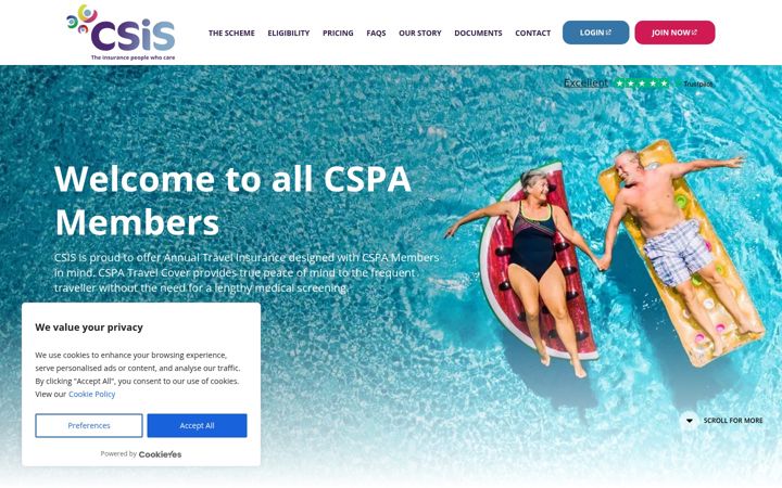 Screenshot of cspatravelcover.org.uk