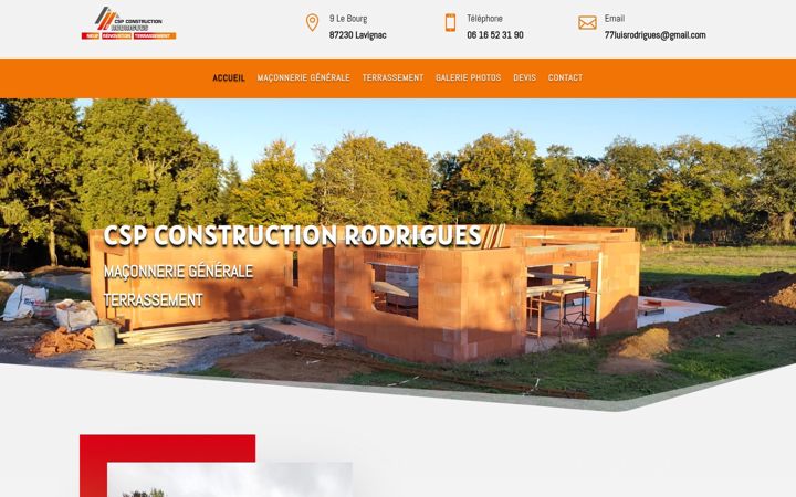 Captură de ecran a cspconstruction-rodrigues.fr