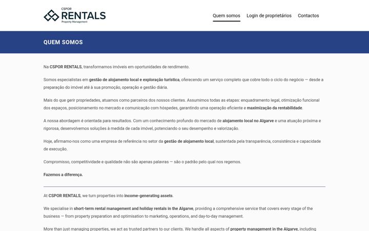 Screenshot of cspor-rentals.pt