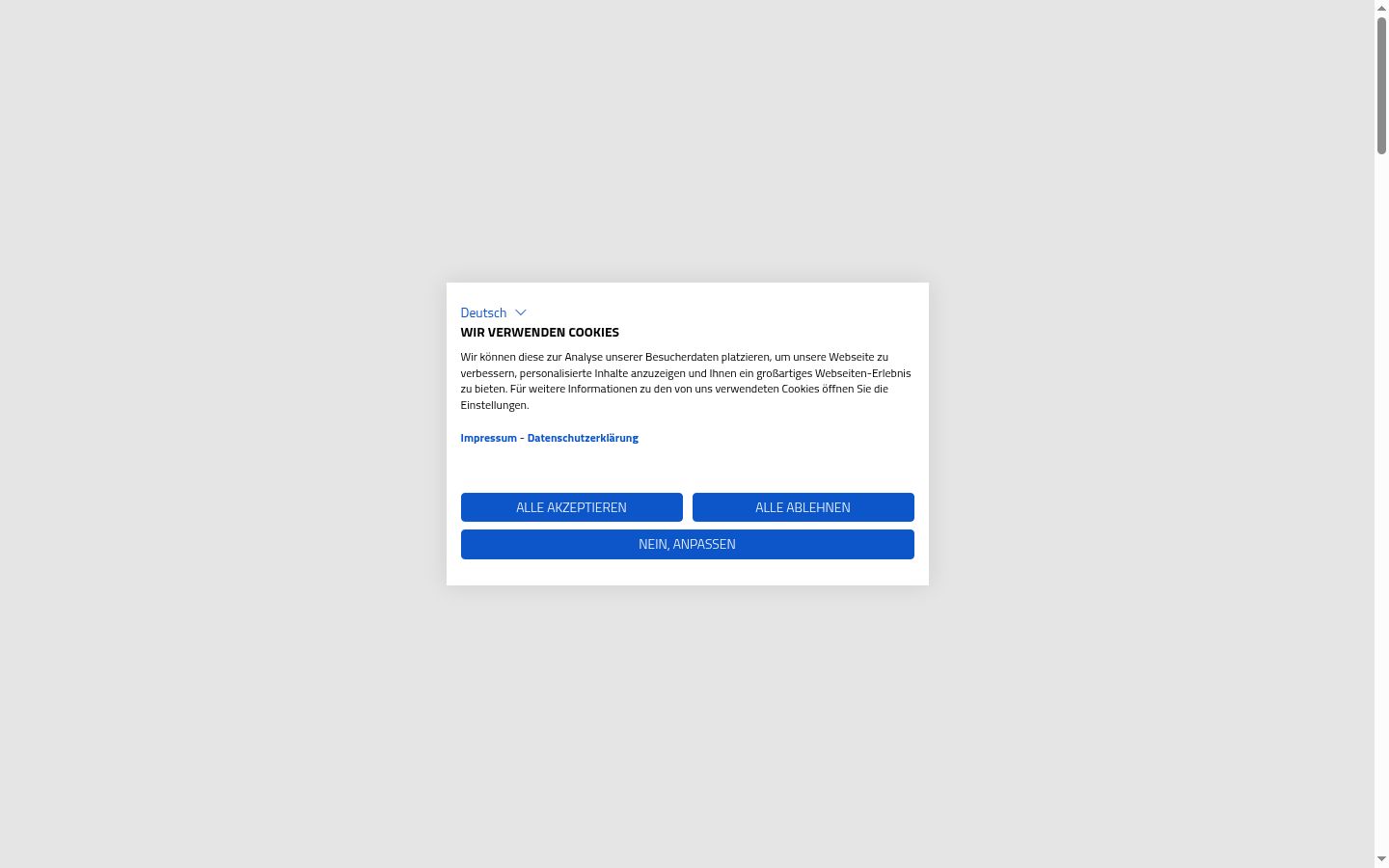 Screenshot des Einwilligungsbanners vor jeglicher Interaktion