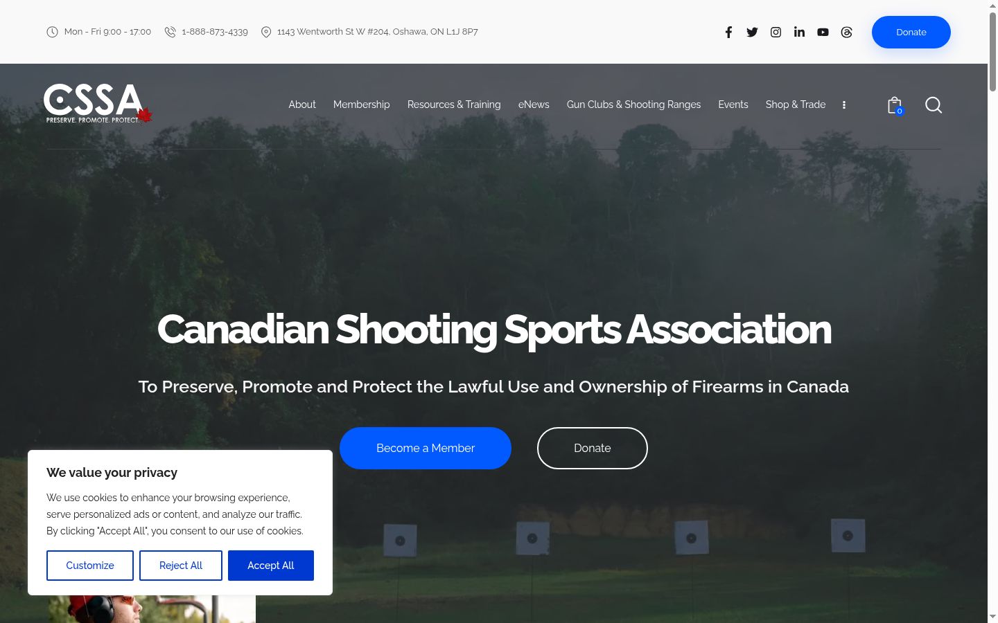 Screenshot of the consent banner shown before any interaction