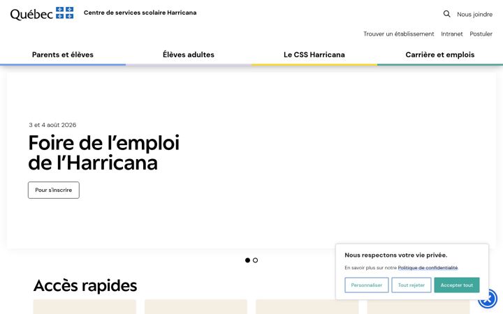 Screenshot stránky cssh.gouv.qc.ca