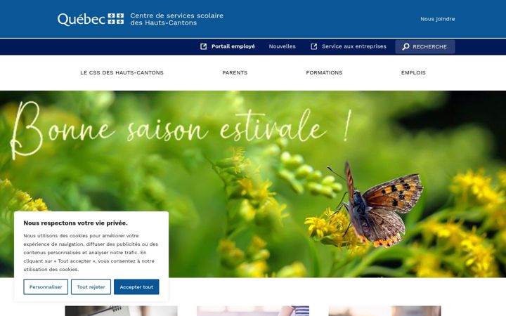 Екранна снимка на csshc.gouv.qc.ca