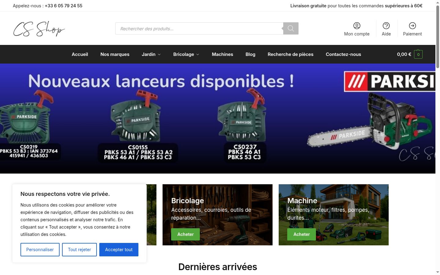 Capture d'écran de la bannière de consentement affichée avant toute interaction