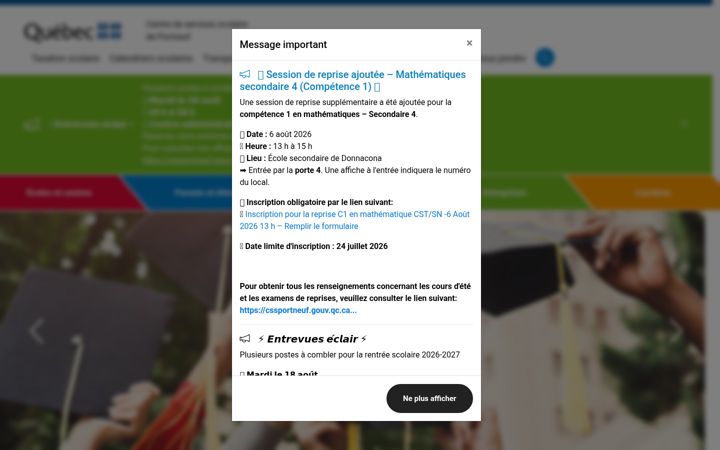 Screenshot of cssportneuf.gouv.qc.ca