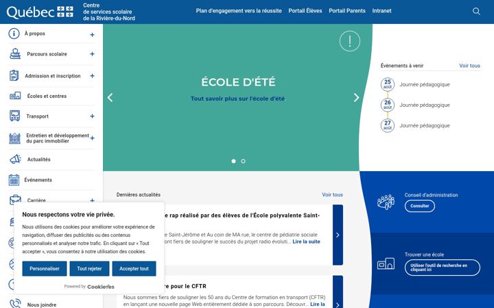 Screenshot of cssrdn.gouv.qc.ca