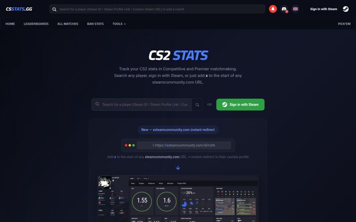 Screenshot van csstats.gg