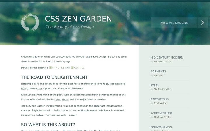 Screenshot ta' csszengarden.com