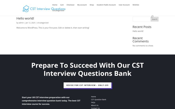 Screenshot of cstinterviewquestions.com