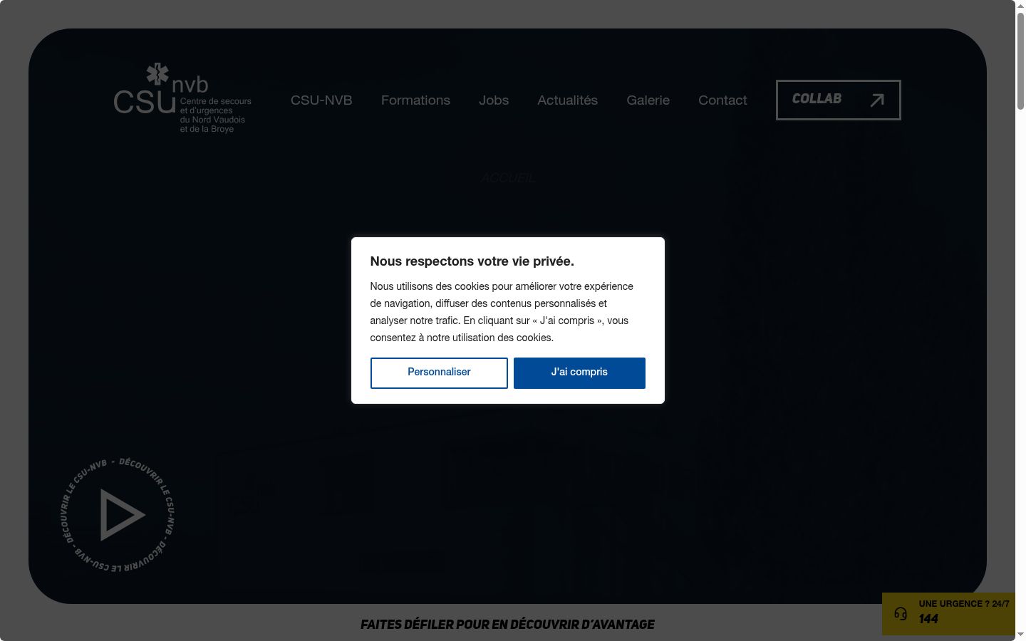 Sutikimo reklamjuostės, rodytos prieš bet kokią sąveiką, ekrano kopija