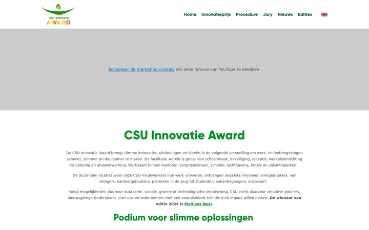 Captura de ecrã de csuinnovatieaward.nl