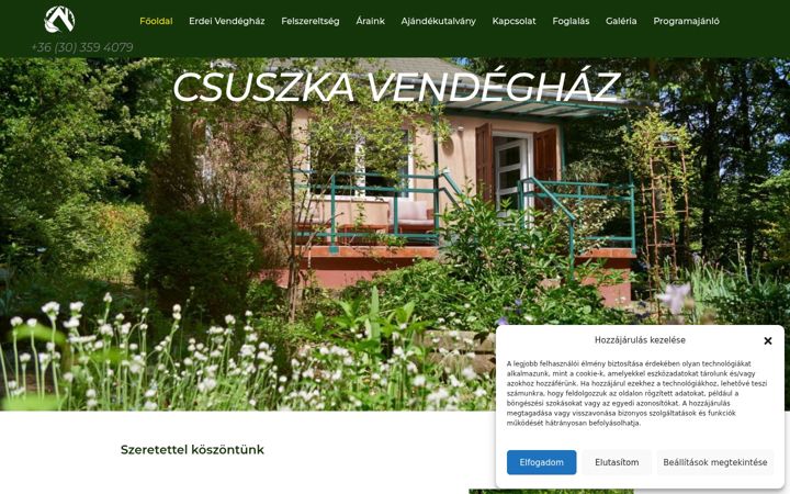 Screenshot of csuszkavendeghaz.hu