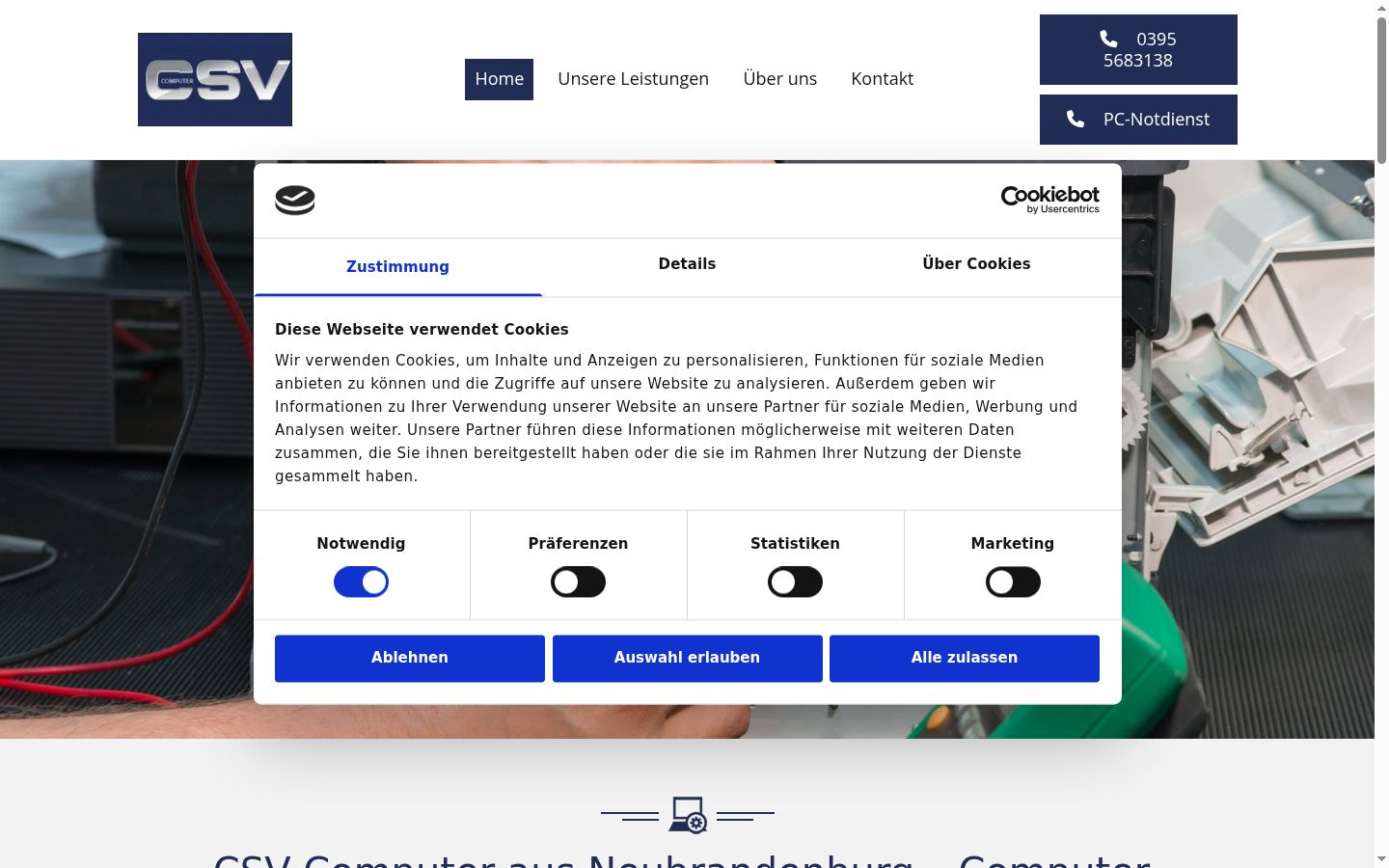 Screenshot of the consent banner shown before any interaction