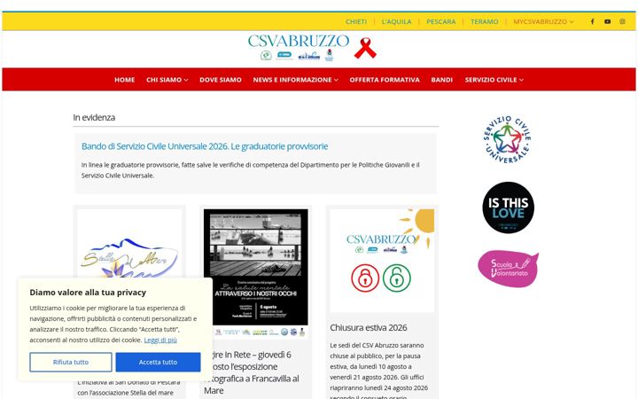 Screenshot stránky csvabruzzo.it