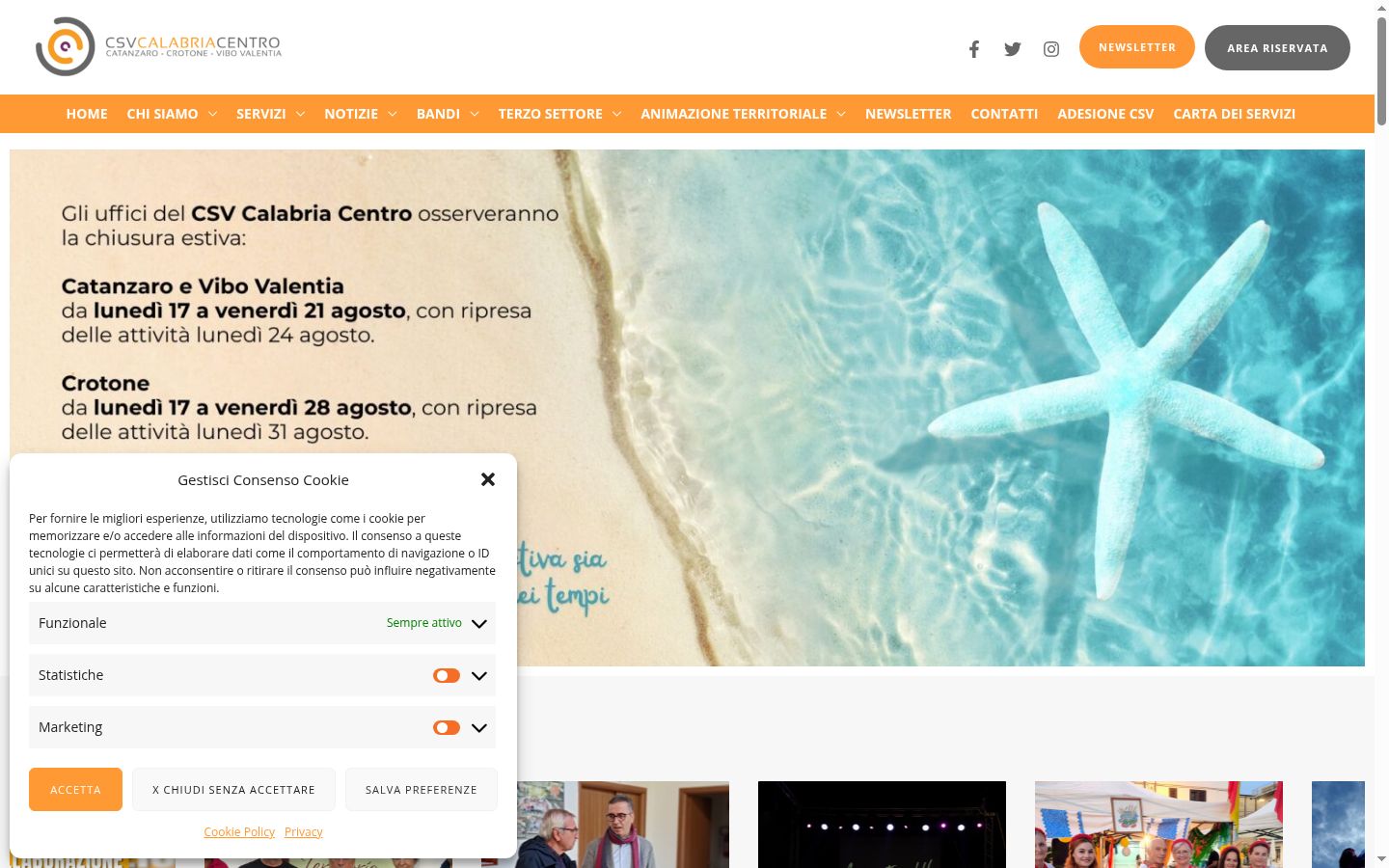 Captura de ecrã do banner de consentimento apresentado antes de qualquer interação