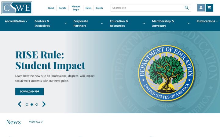 Screenshot of cswe.org
