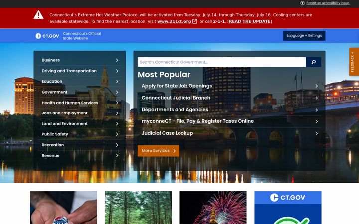 Screenshot van ct.gov