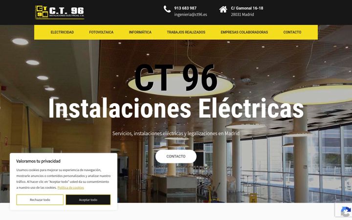 Captură de ecran a ct96instalacioneselectricas.es