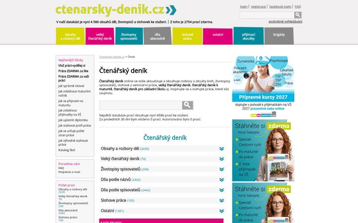 Captura de ecrã de ctenarsky-denik.cz