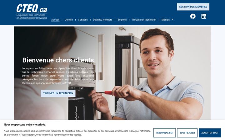 Screenshot stránky cteq.ca