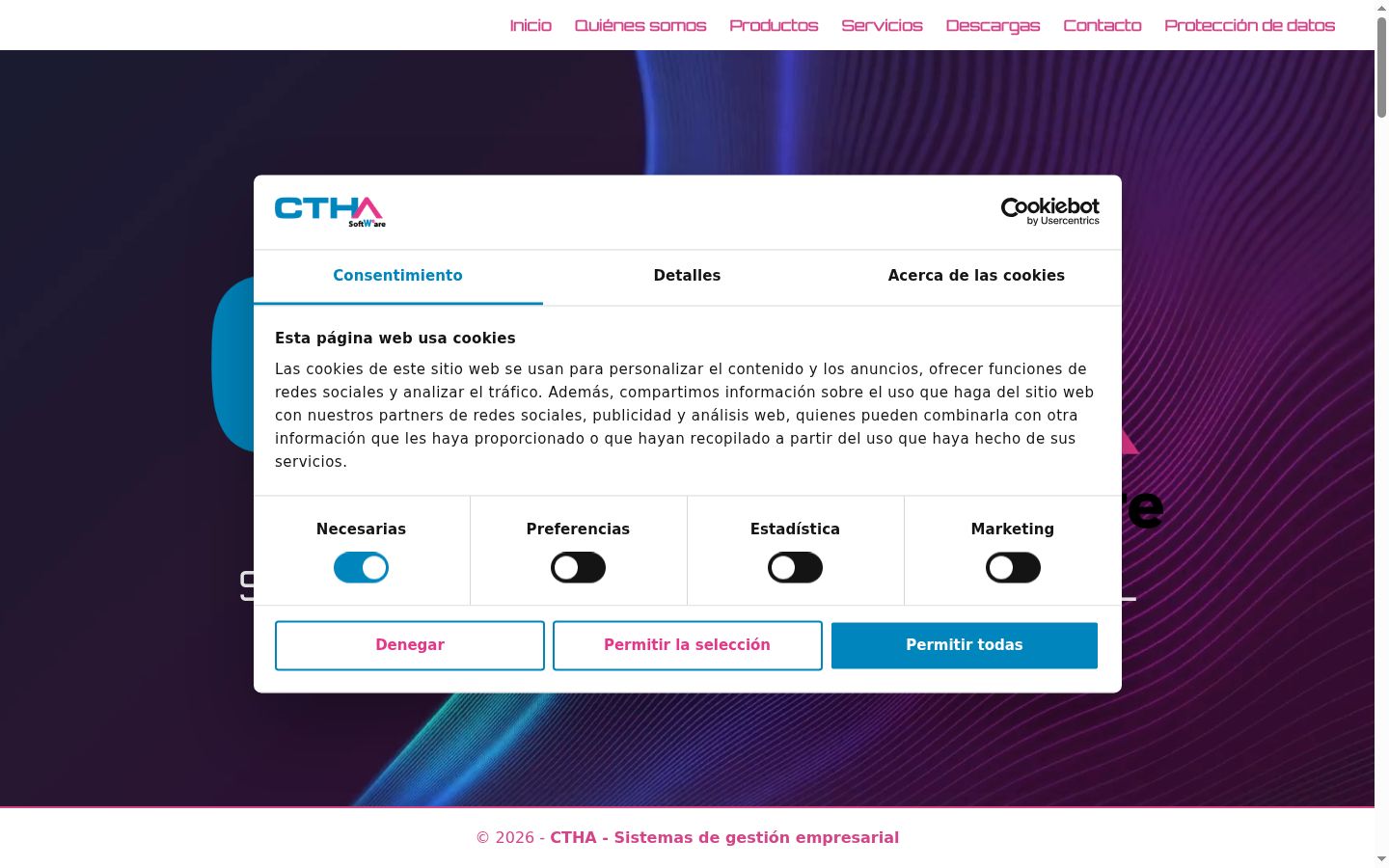 Screenshot del banner di consenso mostrato prima di qualsiasi interazione