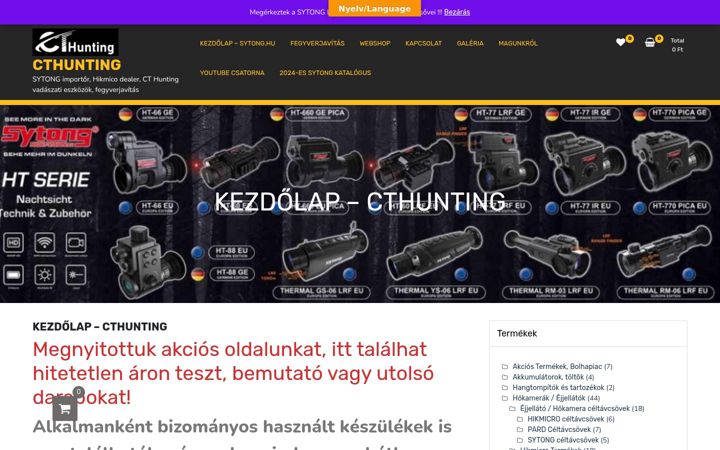Screenshot of cthunting.eu