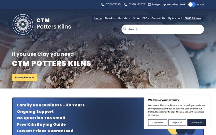 Screenshot of ctmpotterskilns.co.uk