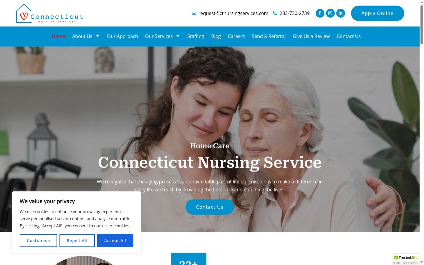 Skærmbillede af samtykkebanneret, som det blev vist før nogen interaktion