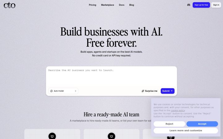 Screenshot of cto.new