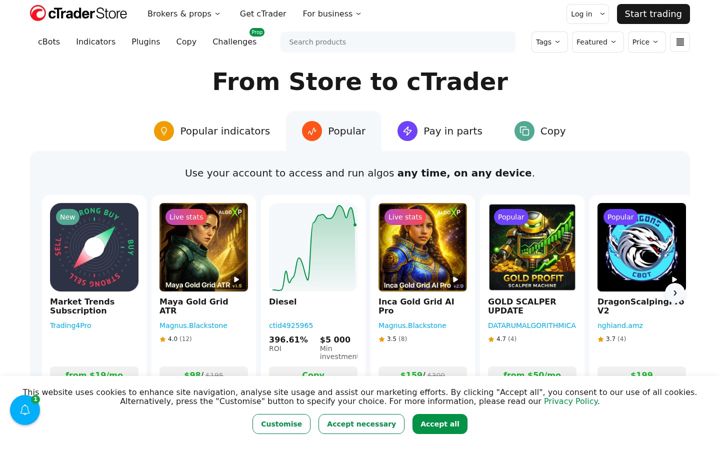Екранна снимка на ctrader.com