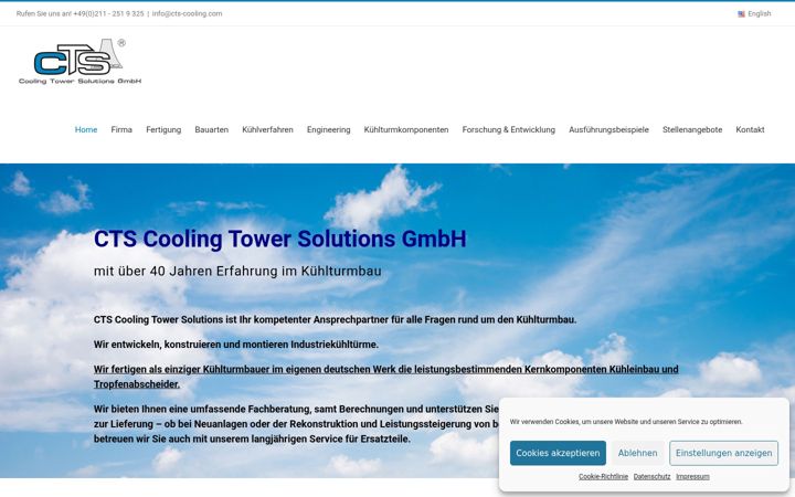 Screenshot of cts-cooling.com