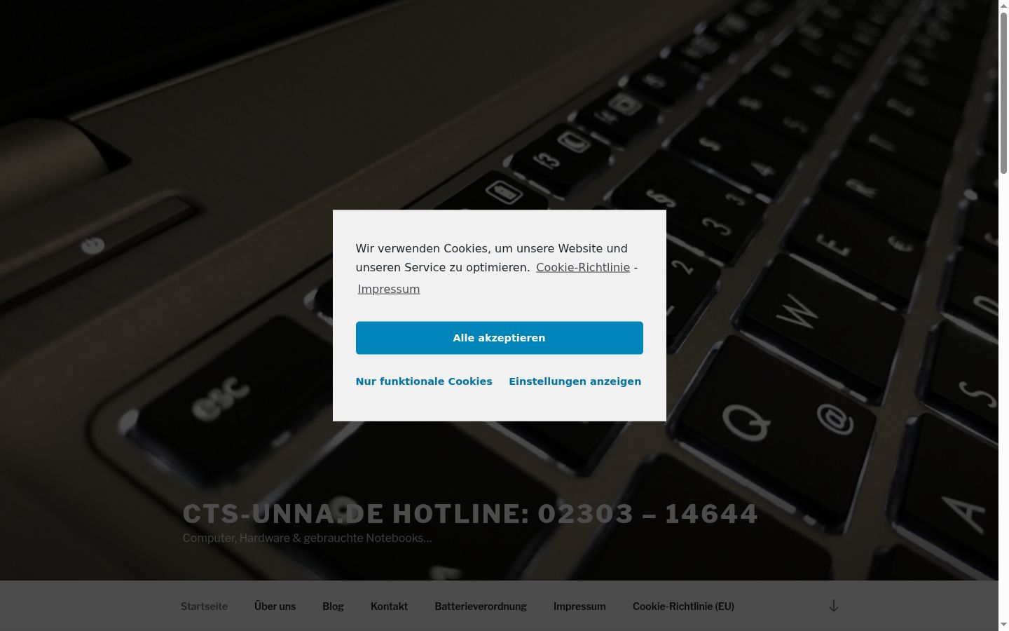 Screenshot del banner di consenso mostrato prima di qualsiasi interazione