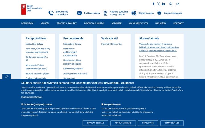 Captura de ecrã de ctu.gov.cz