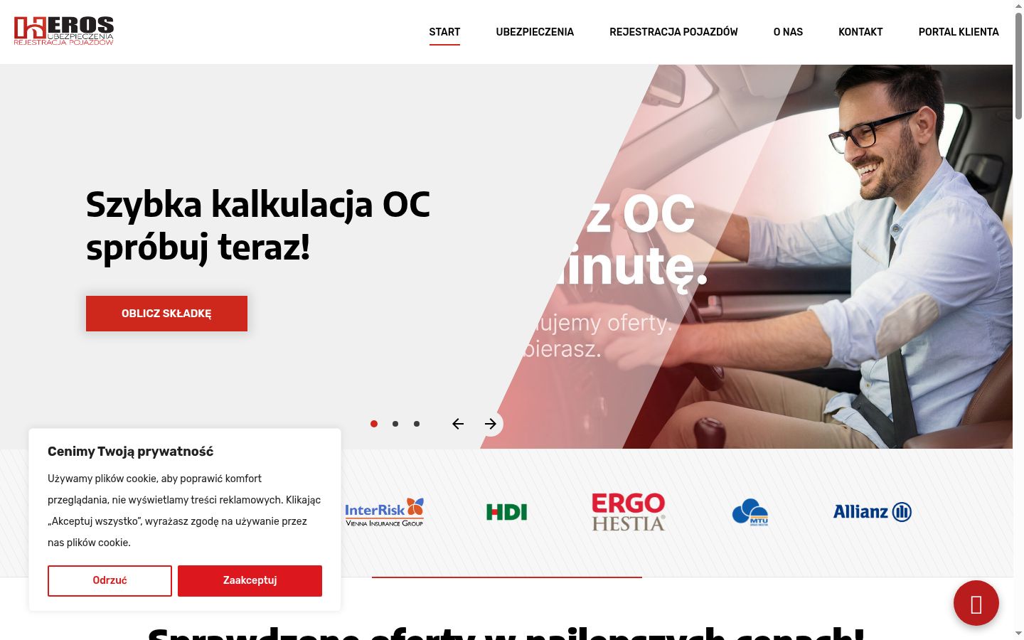 Posnetek zaslona pasice za privolitev, prikazane pred kakršno koli interakcijo