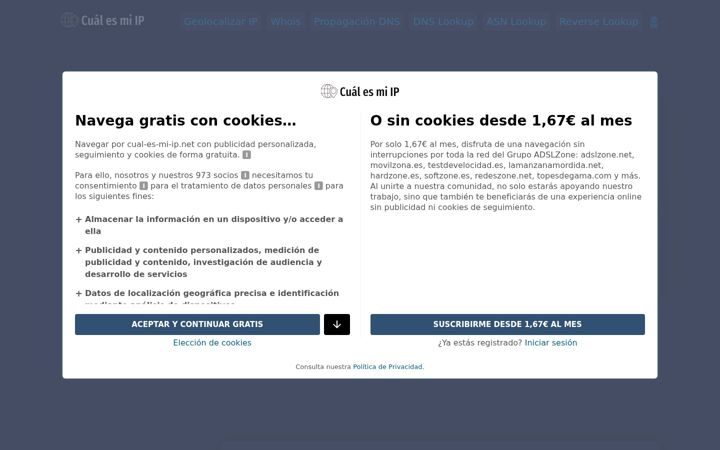 Screenshot of cual-es-mi-ip.net
